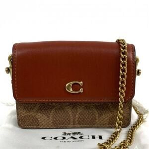 Coach Brown Coated Canvas Mini Chain Shoulder Bag